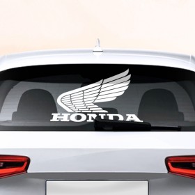 Наклейка на авто - для заднего стекла с принтом Honda в Тюмени, ПВХ | Точные размеры наклейки зависят от выбранного изображения (ширина не больше 75 мм, высота не больше 45 мм) | Тематика изображения на принте: автобренд | лого | машина | хонда