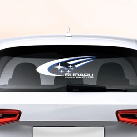 Наклейка на авто - для заднего стекла с принтом Subaru в Тюмени, ПВХ | Точные размеры наклейки зависят от выбранного изображения (ширина не больше 75 мм, высота не больше 45 мм) | автобренд | лого | машина | субару