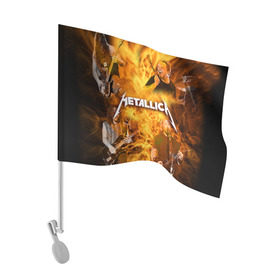 Флаг для автомобиля с принтом METALLICA в Тюмени, 100% полиэстер | Размер: 30*21 см | metallica | rock | металлика | метла | рок