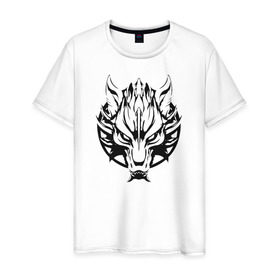 Мужская футболка хлопок с принтом Демон волк в Тюмени, 100% хлопок | прямой крой, круглый вырез горловины, длина до линии бедер, слегка спущенное плечо. | волк демонволк