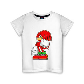 Детская футболка хлопок с принтом Knuckles в Тюмени, 100% хлопок | круглый вырез горловины, полуприлегающий силуэт, длина до линии бедер | knukles | sonic | ехидна | наклз | соник