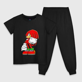 Детская пижама хлопок с принтом Knuckles в Тюмени, 100% хлопок |  брюки и футболка прямого кроя, без карманов, на брюках мягкая резинка на поясе и по низу штанин
 | Тематика изображения на принте: knukles | sonic | ехидна | наклз | соник