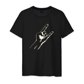 Мужская футболка хлопок с принтом It`s metall! в Тюмени, 100% хлопок | прямой крой, круглый вырез горловины, длина до линии бедер, слегка спущенное плечо. | metall | rock | коза | лого | металл | рок