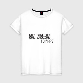Женская футболка хлопок с принтом 30 Seconds to Mars в Тюмени, 100% хлопок | прямой крой, круглый вырез горловины, длина до линии бедер, слегка спущенное плечо | 30 second to mars30secondstomars