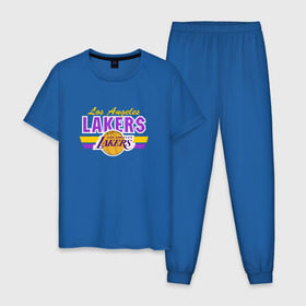 Мужская пижама хлопок с принтом Los Angeles Lakers в Тюмени, 100% хлопок | брюки и футболка прямого кроя, без карманов, на брюках мягкая резинка на поясе и по низу штанин
 | basketball | lakers | баскетболл | лос анджелес | нба
