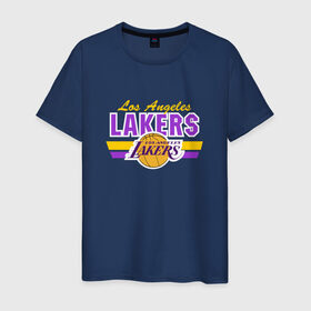 Мужская футболка хлопок с принтом Los Angeles Lakers в Тюмени, 100% хлопок | прямой крой, круглый вырез горловины, длина до линии бедер, слегка спущенное плечо. | basketball | lakers | баскетболл | лос анджелес | нба