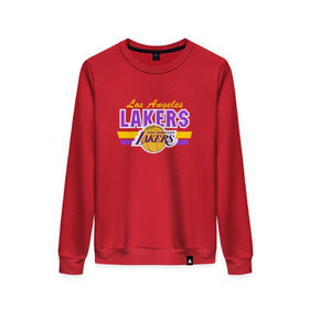 Женский свитшот хлопок с принтом Los Angeles Lakers в Тюмени, 100% хлопок | прямой крой, круглый вырез, на манжетах и по низу широкая трикотажная резинка  | basketball | lakers | баскетболл | лос анджелес | нба