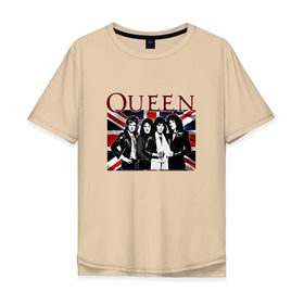 Мужская футболка хлопок Oversize с принтом Queen band в Тюмени, 100% хлопок | свободный крой, круглый ворот, “спинка” длиннее передней части | england | freddie | mercury | queen   легендарная рок группаqueen | фредди меркьури
