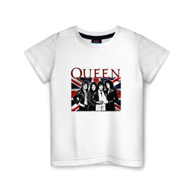 Детская футболка хлопок с принтом Queen band в Тюмени, 100% хлопок | круглый вырез горловины, полуприлегающий силуэт, длина до линии бедер | england | freddie | mercury | queen   легендарная рок группаqueen | фредди меркьури