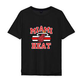 Мужская футболка хлопок Oversize с принтом Miami Heat в Тюмени, 100% хлопок | свободный крой, круглый ворот, “спинка” длиннее передней части | basketball | nba | баскетболл | майами | нба | хит
