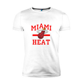 Мужская футболка премиум с принтом Miami Heat в Тюмени, 92% хлопок, 8% лайкра | приталенный силуэт, круглый вырез ворота, длина до линии бедра, короткий рукав | Тематика изображения на принте: basketball | nba | баскетболл | майами | нба | хит