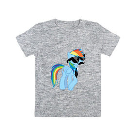 Детская футболка хлопок с принтом Rainbow Dash в Тюмени, 100% хлопок | круглый вырез горловины, полуприлегающий силуэт, длина до линии бедер | mlp | pony | rainbow dash | пони | радуга | рэйнбоу | усы