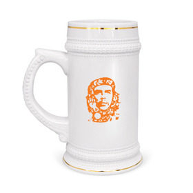 Кружка пивная с принтом Che Guevara в Тюмени,  керамика (Материал выдерживает высокую температуру, стоит избегать резкого перепада температур) |  объем 630 мл | che | che guevaracuba | guevara | гевара | куба | че | чегевара