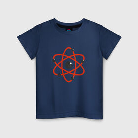Детская футболка хлопок с принтом Atom в Тюмени, 100% хлопок | круглый вырез горловины, полуприлегающий силуэт, длина до линии бедер | Тематика изображения на принте: атом | атомэлектрон | молекула | протон | химия