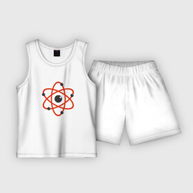 Детская пижама с шортами хлопок с принтом Atom в Тюмени,  |  | атом | атомэлектрон | молекула | протон | химия