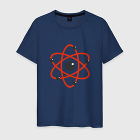 Мужская футболка хлопок с принтом Atom в Тюмени, 100% хлопок | прямой крой, круглый вырез горловины, длина до линии бедер, слегка спущенное плечо. | атом | атомэлектрон | молекула | протон | химия
