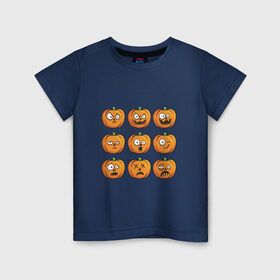 Детская футболка хлопок с принтом Набор тыкв (Хеллоуин) в Тюмени, 100% хлопок | круглый вырез горловины, полуприлегающий силуэт, длина до линии бедер | halloween | мистика | смайл | тыква | ужас | хеллоуин
