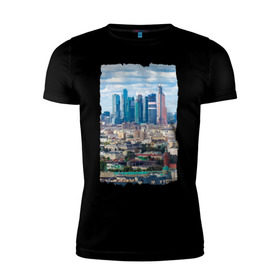 Мужская футболка премиум с принтом Москва-Сити в Тюмени, 92% хлопок, 8% лайкра | приталенный силуэт, круглый вырез ворота, длина до линии бедра, короткий рукав | moscow | moscow city | москва | россия