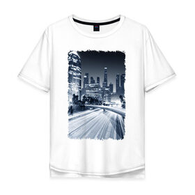 Мужская футболка хлопок Oversize с принтом Ночной город в Тюмени, 100% хлопок | свободный крой, круглый ворот, “спинка” длиннее передней части | америка | мегаполис | ночь | столица | сша