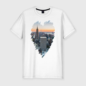 Мужская футболка премиум с принтом Любимый Нью-Йорк в Тюмени, 92% хлопок, 8% лайкра | приталенный силуэт, круглый вырез ворота, длина до линии бедра, короткий рукав | new york | америка | мегаполис | сердце | я люблю