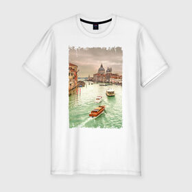 Мужская футболка премиум с принтом Венеция в Тюмени, 92% хлопок, 8% лайкра | приталенный силуэт, круглый вырез ворота, длина до линии бедра, короткий рукав | венеция | город на воде | италия