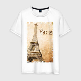 Мужская футболка хлопок с принтом Paris (retro style) в Тюмени, 100% хлопок | прямой крой, круглый вырез горловины, длина до линии бедер, слегка спущенное плечо. | 