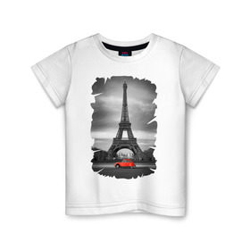 Детская футболка хлопок с принтом Эйфелева башня в Тюмени, 100% хлопок | круглый вырез горловины, полуприлегающий силуэт, длина до линии бедер | france | paris | париж | франция | эйфелева башня
