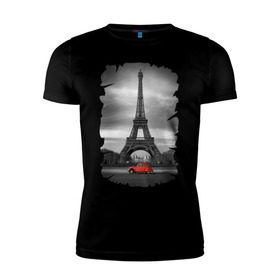 Мужская футболка премиум с принтом Эйфелева башня в Тюмени, 92% хлопок, 8% лайкра | приталенный силуэт, круглый вырез ворота, длина до линии бедра, короткий рукав | france | paris | париж | франция | эйфелева башня