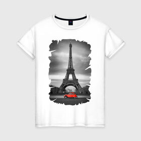 Женская футболка хлопок с принтом Эйфелева башня в Тюмени, 100% хлопок | прямой крой, круглый вырез горловины, длина до линии бедер, слегка спущенное плечо | france | paris | париж | франция | эйфелева башня