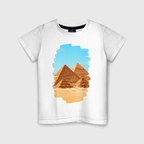 Детская футболка хлопок с принтом Египетские пирамиды в Тюмени, 100% хлопок | круглый вырез горловины, полуприлегающий силуэт, длина до линии бедер | великие пирамиды | гиза | египет | каир | пустыня