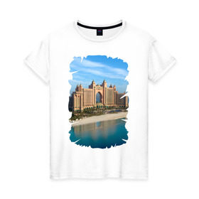 Женская футболка хлопок с принтом Известнейший отель Дубая в Тюмени, 100% хлопок | прямой крой, круглый вырез горловины, длина до линии бедер, слегка спущенное плечо | dubai | арабские эмираты | дубай | мегаполис