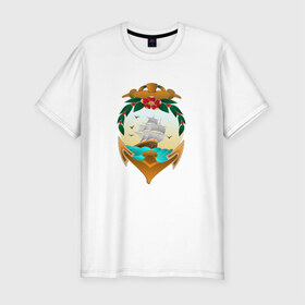 Мужская футболка премиум с принтом Якорь в Тюмени, 92% хлопок, 8% лайкра | приталенный силуэт, круглый вырез ворота, длина до линии бедра, короткий рукав | парусник | пейзаж | якорь | якорьморе