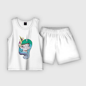 Детская пижама с шортами хлопок с принтом Princess Celestia в Тюмени,  |  | celestia | mlp | pony | unicorn | пони | селестия