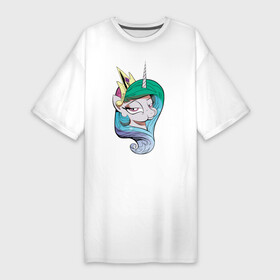 Платье-футболка хлопок с принтом Princess Celestia в Тюмени,  |  | celestia | mlp | pony | unicorn | пони | селестия
