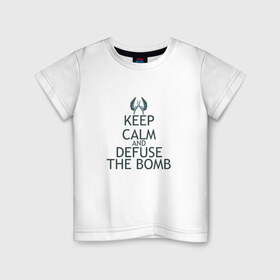 Детская футболка хлопок с принтом Keep calm and defuse the bomb в Тюмени, 100% хлопок | круглый вырез горловины, полуприлегающий силуэт, длина до линии бедер | cs | cs go | csgo | go | го | контр страйк | контра | кс | кс го | ксго | спецназ | террористы