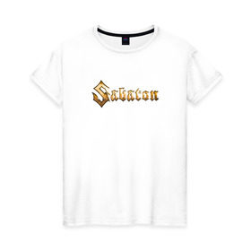 Женская футболка хлопок с принтом Sabaton в Тюмени, 100% хлопок | прямой крой, круглый вырез горловины, длина до линии бедер, слегка спущенное плечо | sabaton