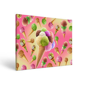 Холст прямоугольный с принтом Мороженое в Тюмени, 100% ПВХ |  | cream | ice | icecream | вкусная | еда | мороженое | рожок