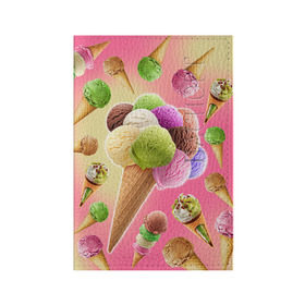Обложка для паспорта матовая кожа с принтом Мороженое в Тюмени, натуральная матовая кожа | размер 19,3 х 13,7 см; прозрачные пластиковые крепления | cream | ice | icecream | вкусная | еда | мороженое | рожок