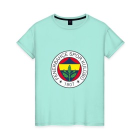 Женская футболка хлопок с принтом Фенербахче в Тюмени, 100% хлопок | прямой крой, круглый вырез горловины, длина до линии бедер, слегка спущенное плечо | фенербахче | фенербахчефутбол