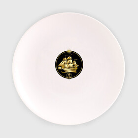 Тарелка 3D с принтом Золотой парусник в Тюмени, фарфор | диаметр - 210 мм
диаметр для нанесения принта - 120 мм | золото | золотой парусникморяк | корабль | море | парусник | якорь