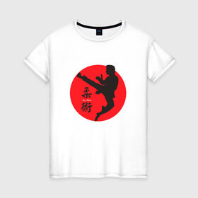 Женская футболка хлопок с принтом Джиу-джитсу в Тюмени, 100% хлопок | прямой крой, круглый вырез горловины, длина до линии бедер, слегка спущенное плечо | боевые искусства | джиу джитсуджиу джитсу | самурай | япония