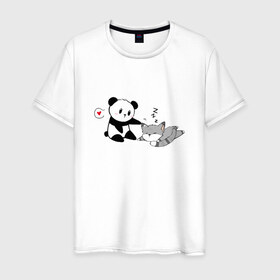 Мужская футболка хлопок с принтом Милости в Тюмени, 100% хлопок | прямой крой, круглый вырез горловины, длина до линии бедер, слегка спущенное плечо. | панда