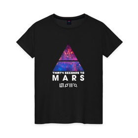 Женская футболка хлопок с принтом 30 seconds to mars cosmos 2 в Тюмени, 100% хлопок | прямой крой, круглый вырез горловины, длина до линии бедер, слегка спущенное плечо | 30 | cosmos | mars | seconds | thirty | to