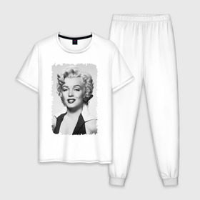 Мужская пижама хлопок с принтом Мэрилин Монро (Marilyn Monroe) в Тюмени, 100% хлопок | брюки и футболка прямого кроя, без карманов, на брюках мягкая резинка на поясе и по низу штанин
 | marilyn monroe | актриса | мэрилин монро | певица