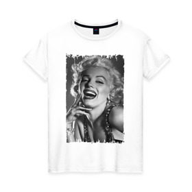 Женская футболка хлопок с принтом Marilyn Monroe в Тюмени, 100% хлопок | прямой крой, круглый вырез горловины, длина до линии бедер, слегка спущенное плечо | marilyn monroe | актриса | мэрилин монро | певица