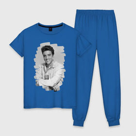 Женская пижама хлопок с принтом Elvis Presley в Тюмени, 100% хлопок | брюки и футболка прямого кроя, без карманов, на брюках мягкая резинка на поясе и по низу штанин | elvis presley | король | рок н ролл | элвис пресли