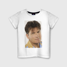 Детская футболка хлопок с принтом Чарли Шин (Charlie Sheen) в Тюмени, 100% хлопок | круглый вырез горловины, полуприлегающий силуэт, длина до линии бедер | charlie sheen | кинозвезда | ситком | чарли шин