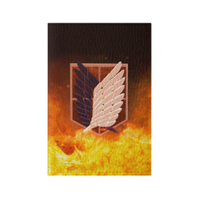 Обложка для паспорта матовая кожа с принтом Атака Титанов в Тюмени, натуральная матовая кожа | размер 19,3 х 13,7 см; прозрачные пластиковые крепления | attack on titan | аниме | атака титанов | вторжение титанов | разведчик | эблема