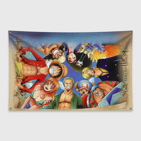 Флаг-баннер с принтом One Piece в Тюмени, 100% полиэстер | размер 67 х 109 см, плотность ткани — 95 г/м2; по краям флага есть четыре люверса для крепления | anime | one piece | аниме | ван пис