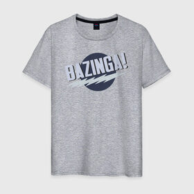 Мужская футболка хлопок с принтом Black Big Bang Theory Bazinga в Тюмени, 100% хлопок | прямой крой, круглый вырез горловины, длина до линии бедер, слегка спущенное плечо. | black big bang theory bazinga теория большого